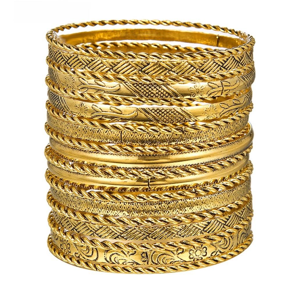Geometrisches Reifen-Manschettenarmbänder-Set Mit Galvanisierter Oberfläche Für Männer Und Frauen Sommer 2025
