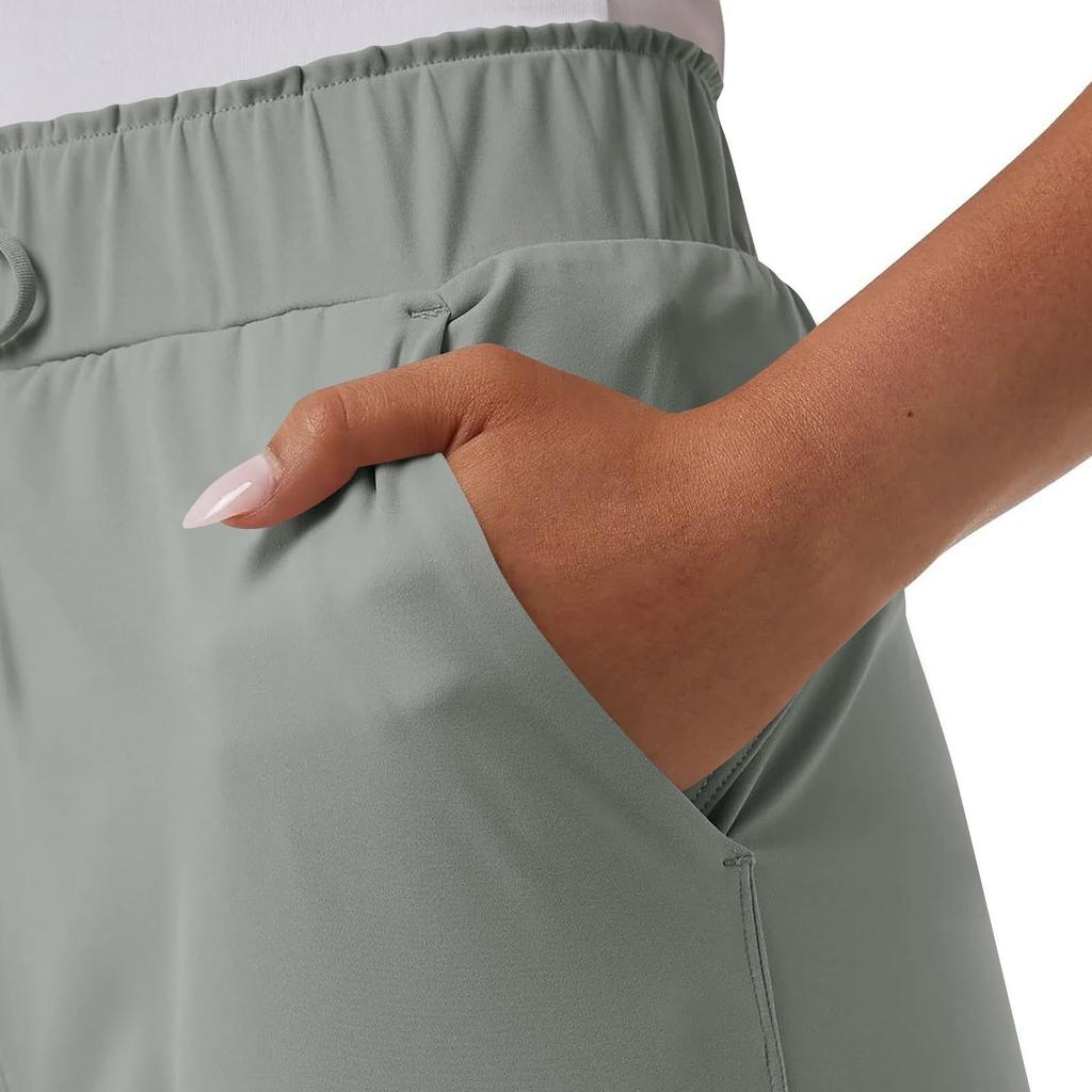 Women's Fashionable Solid Color Pocket Pants Sports Casual Cropped Pants