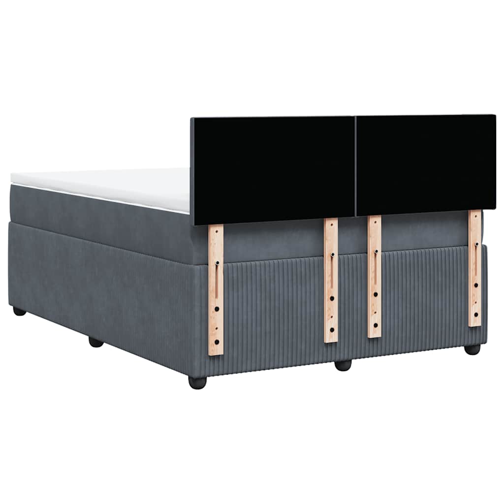 Vidaxl Letto Continentale Con Materasso, Grigio Scuro, 160X200Cm Velluto