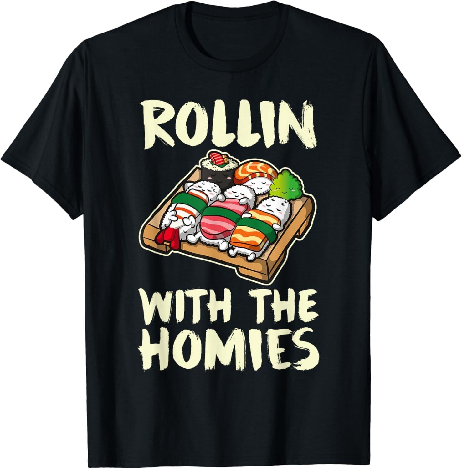 

Japanese Anime Kawaii Sushi Gift Unisex TShirt Woman Man Summer Fashion Casual Cotton Graphic T Shirts Streetwear Tops Tee S