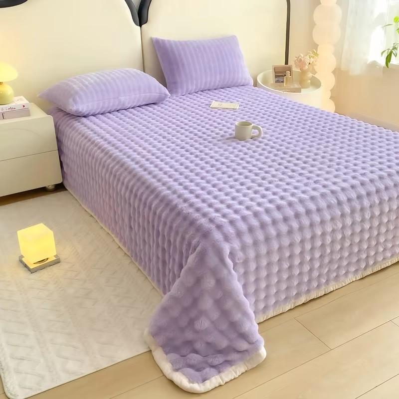 1pc Plaid Flannel Blanket Sheet Warm Soft Cozy Throw Blanket Sofa Bed Room Office Nap Blanket Autumn Winter Fluffy Bubble Fleece Blanket Sheet
