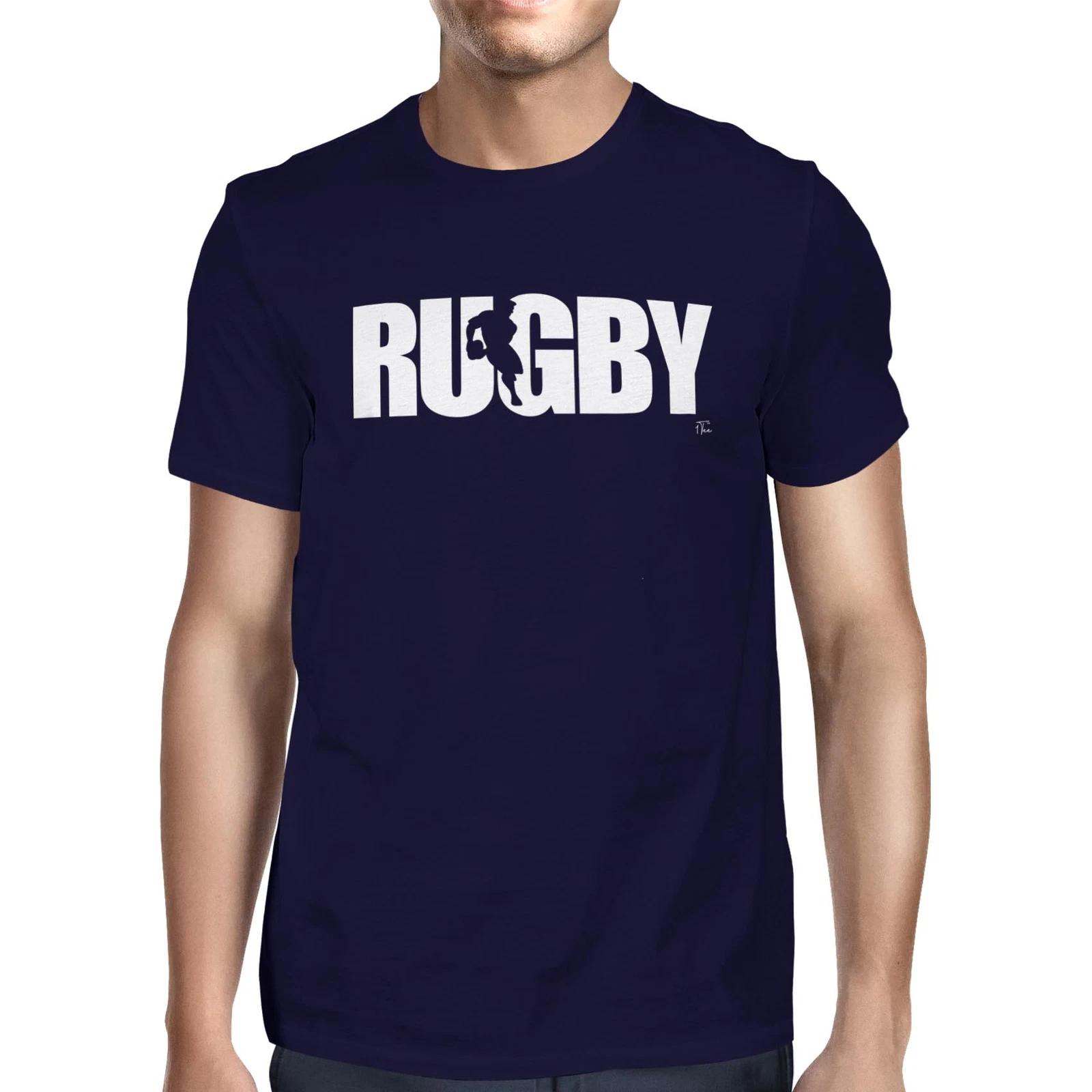 1Tee Mens Rugby Player Silhouette T-Shirt L