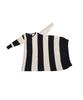 Antiqua Bias Striped Knit Black X Oatmeal Women's Dress, Asymmetrical, PN-00011, 05,