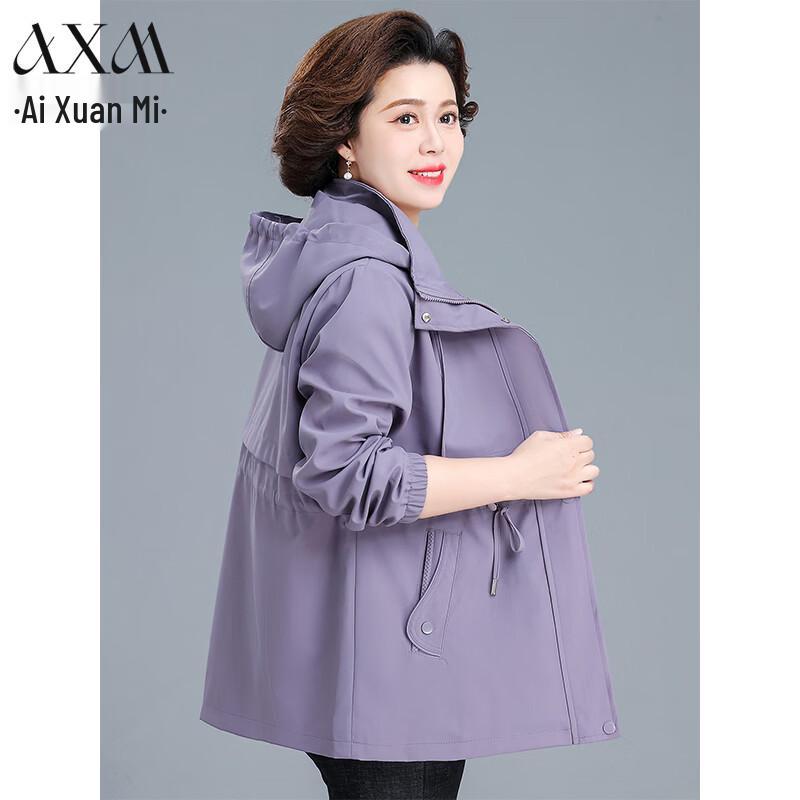 Women s Hooded Mid-Length Loose Spring Trench Coat 4XL