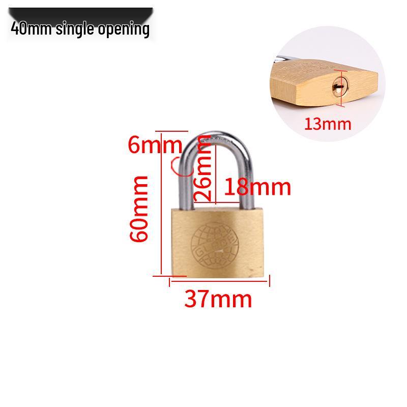 Small Brass Anti-Theft Padlock for Household Doors, Cabinets, and Dormitories with Thickened Lock Head and Key