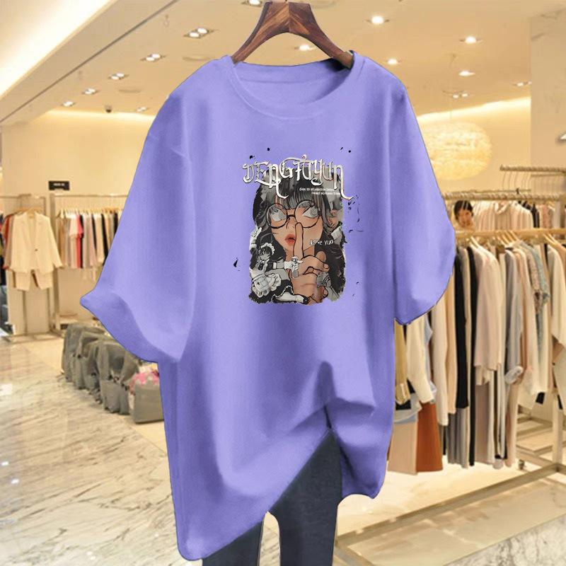 American Street Cartoon Printed Character Short-sleeved T-shirt Women's Summer High Street New Loose Couple Top