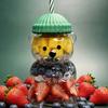 Cute Cartoon Bear Glass Cup Straw For Coffee Juice Tea Creative Drinkware Christmas Decoration with Kid Friendly Entertaining Fun Play Safe