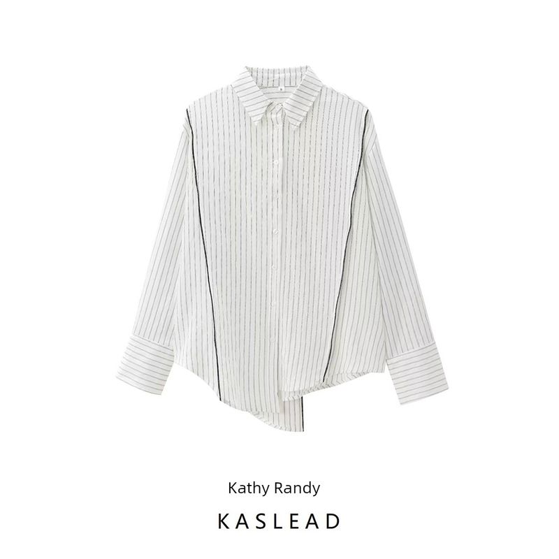 Kaslead New Arrival Women's Fashion Style Stylish Simple and Versatile Multi-Purpose Stripes Shirt 9479266