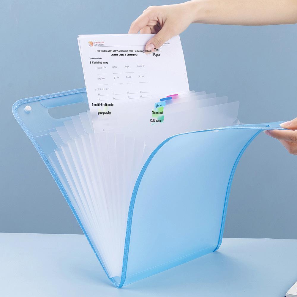 Accordion A4 Multi-Layer Storage Folder with Handles - Large Capacity for Students and Document Organization.