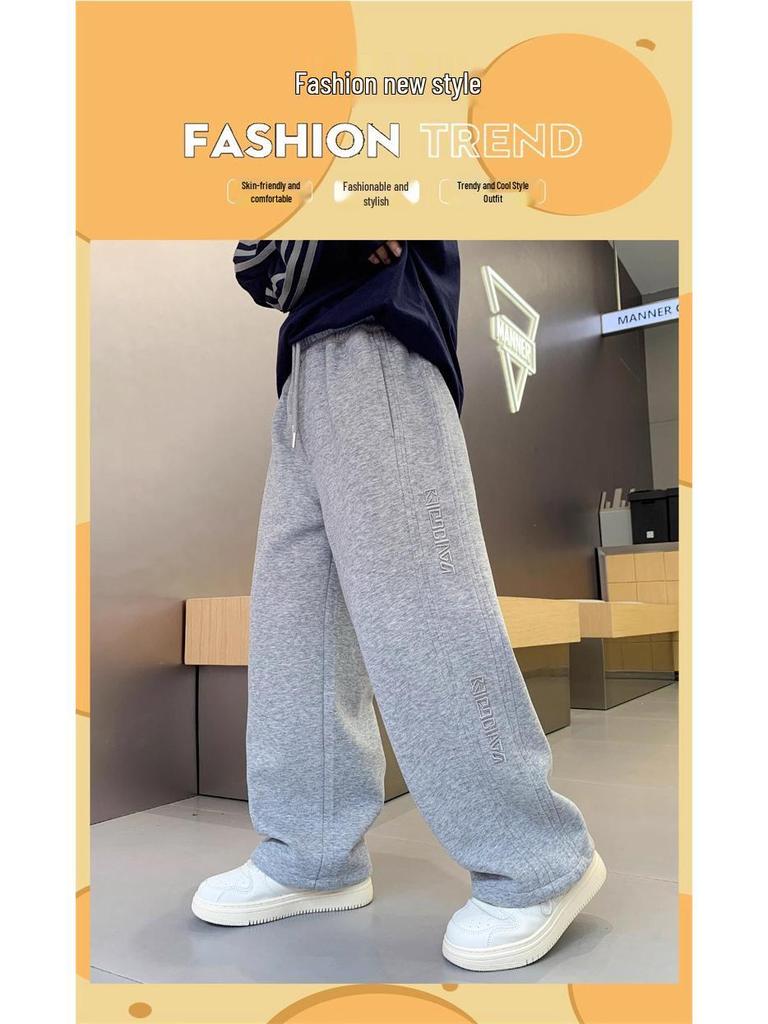 Hipster Boys' Winter Fleece-Lined Sports Pants - Warm Sweatpants for Middle and Older Children
