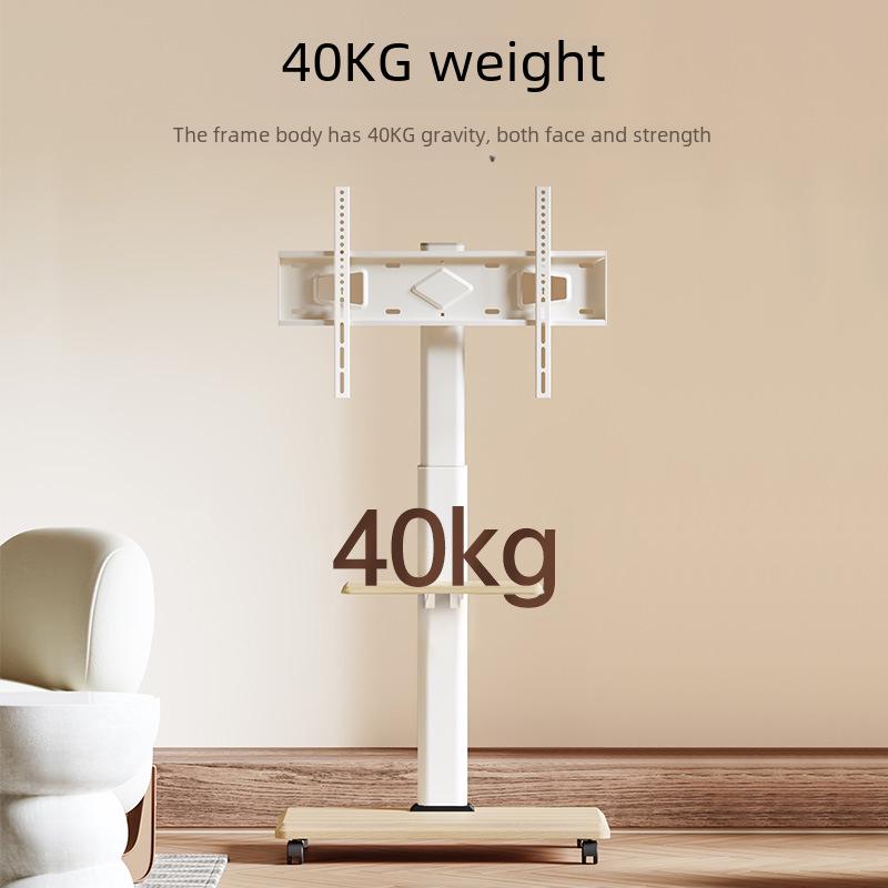 Youbei Mobile TV Stand for Xiaomi, Hisense, TCL - Floor-Standing White Solid Wood Art Cart