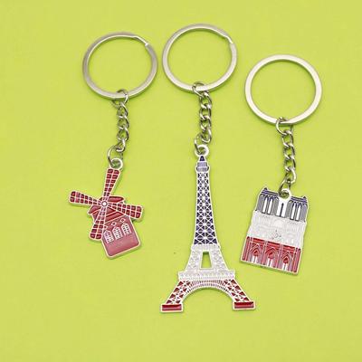 Paris Eiffelturm & Triumphbogen Zinklegierung Schlüsselanhänger mit Tropföldesign
