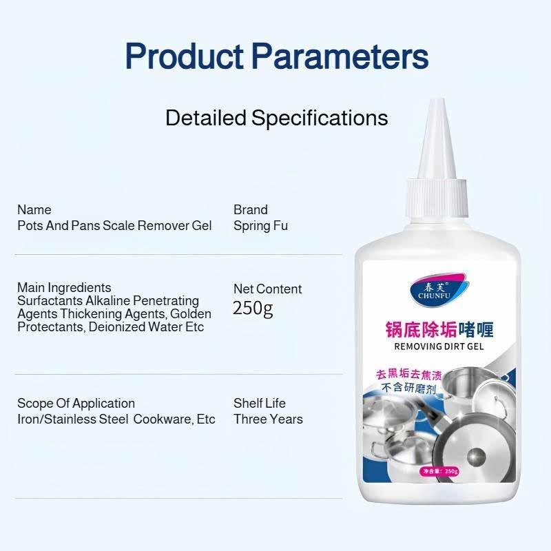 Powerful Stainless Steel Pot Pan Cleaner Strong Degreaser & Black Scour Remover Gel Burnt Bottom Cleaner for Cookware