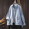 Women Spring Striped Shirts Turn-down Collar Long Sleeve Tops Button Pockets Blouses Female Casual Shirts
