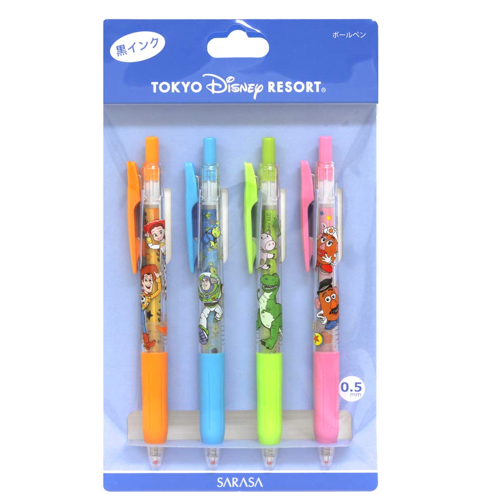Set of 4 Toy Story Black Ballpoint Pens patterned featuring Disney characters Little Green and SARASA Resort (with refills) Woody, Buzz, Men, more.