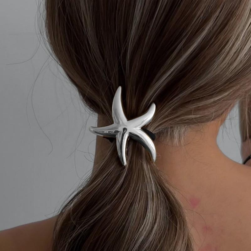 

Металлические неровные ракушки, морские звезды, резинки для волос для женщин, простые резинки для волос, эластичная веревка для волос, аксессуары для волос для хвостика