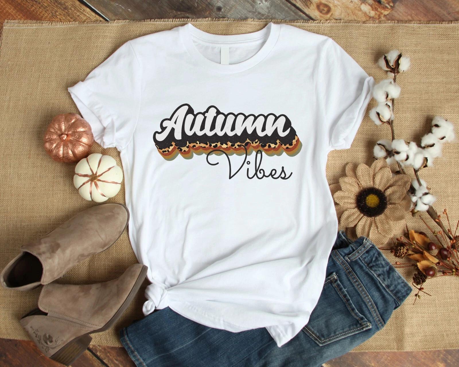 Men s and Women s T-shirts Autumn Vibes Cute Fall Autumn Gift M