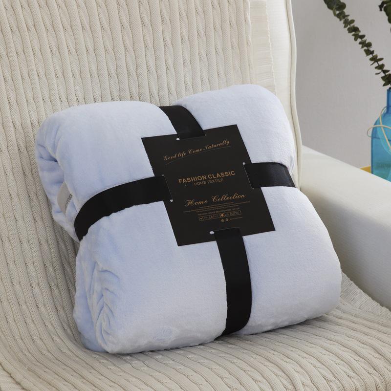 Thickened Flannel Fleece Solid Color Blanket - Office Nap & Gift Blanket with Custom Logo