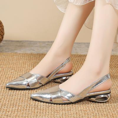 Ladies Shoes 2024 New Slip On Slingbacks Women's Pumps Summer Pointed Toe Shallow Solid Dress Closed Toe Shoes Zapatos De Mujer