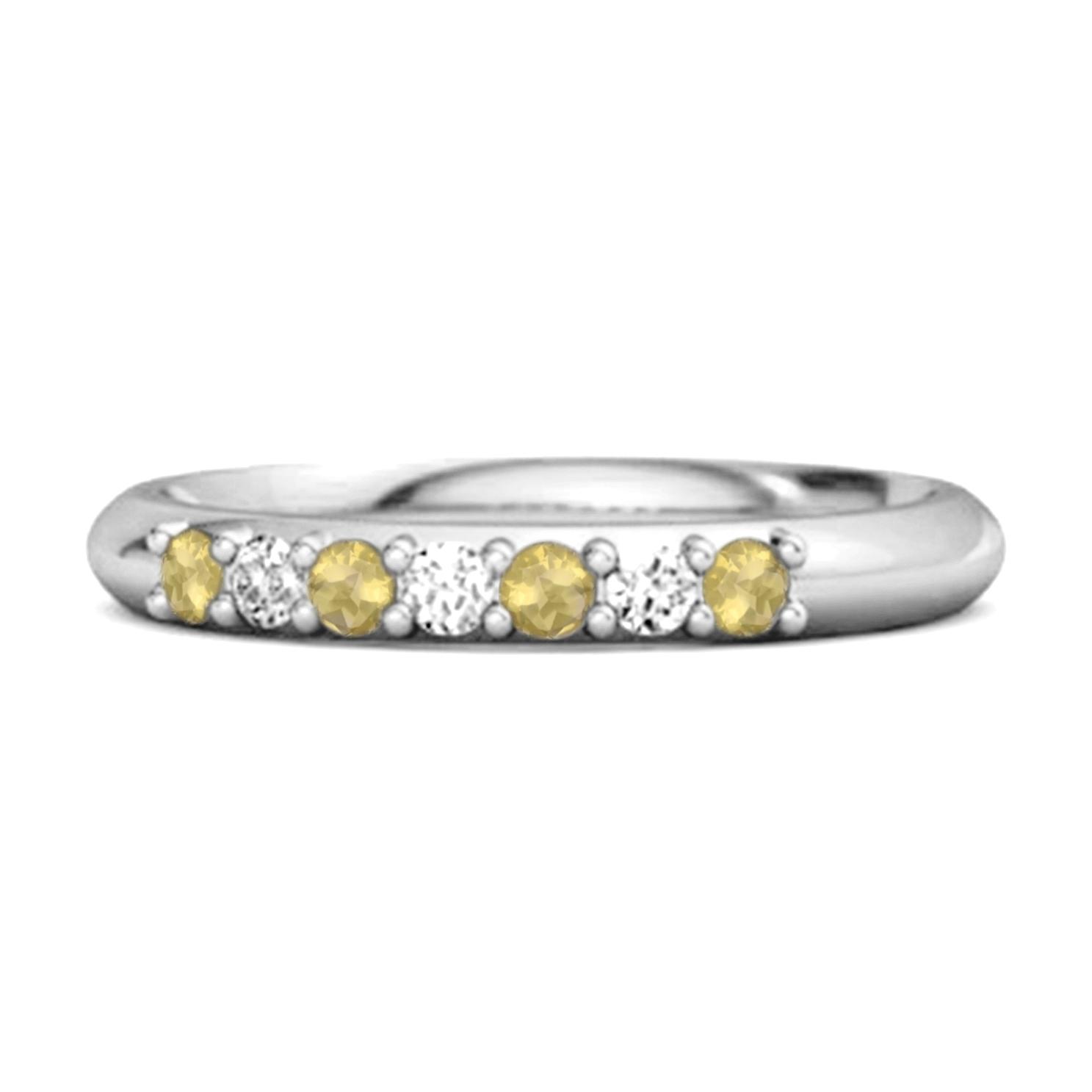 Lemon Quartz Eternity Stackable Ring - 925 Sterling Silver 7