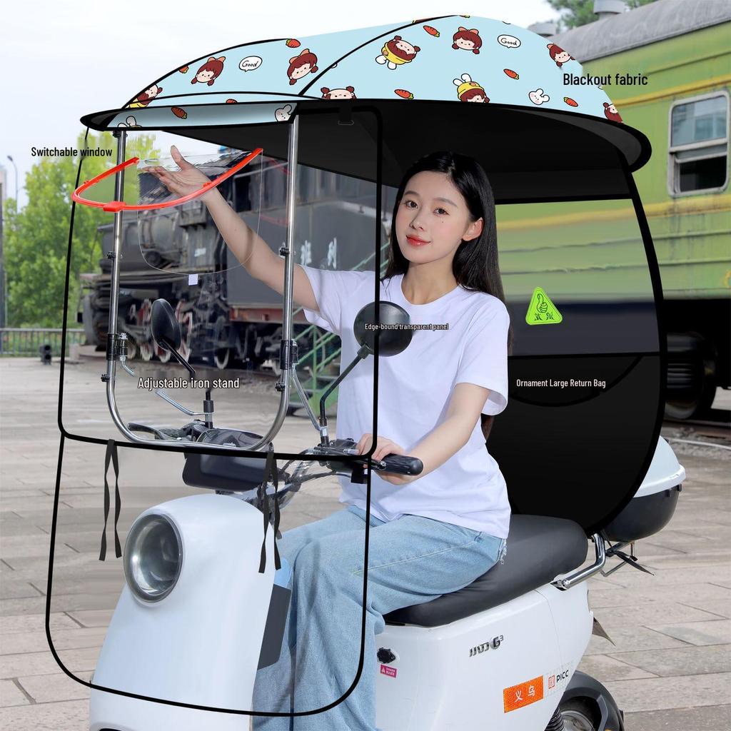 Förtjockat regntätt tak för elfordon, carport, motorcykel och trehjuling