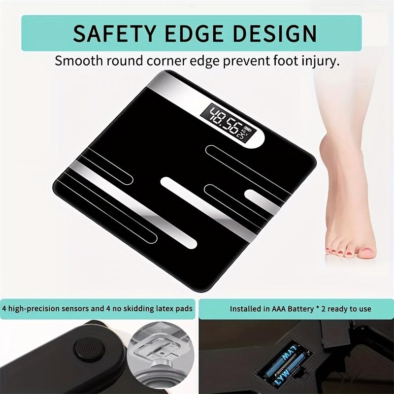 1 Piece Stylish Black Digital Bathroom Scale with LCD Display - High Precision Floor Health Scale Battery Powered for Home Use