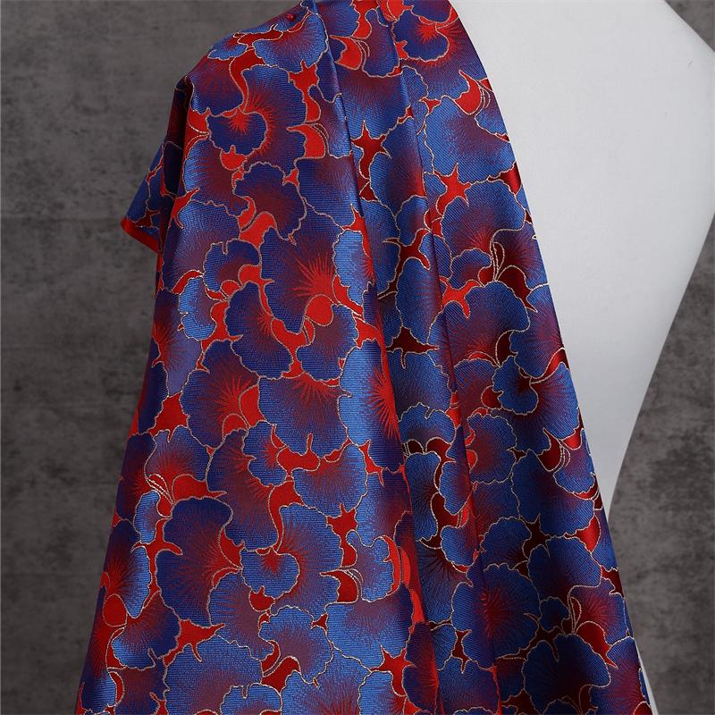 75x100cm Ginkgo Muster Jacquard Brokat Stoffe für Satin Kleid Designer Nähen Cheongsam Kimono Bekleidung DIY Patchwork Material