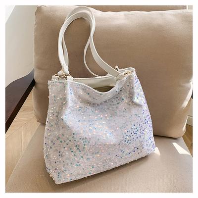 Large Capacity Bag Women's Summer Versatile 2025 New Casual Shoulder Bag Sequined Student Tote Bag