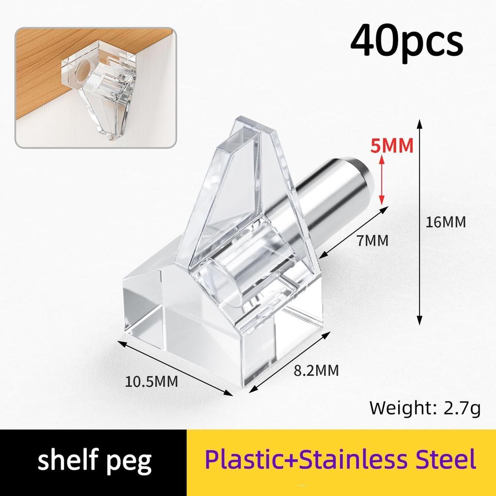 Cabinet Shelf Pegs, Shelf Support Pegs for Shelves, Clear Plastic Peg Cabinet Shelf