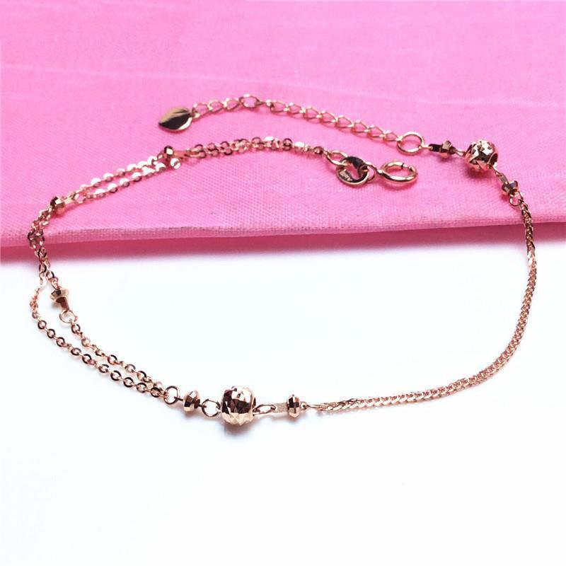 Color Gold Round Bead Bracelet Rose Gold Plated Fashion Foreign Exquisite 585 Purple Gold Splicing Jewelry