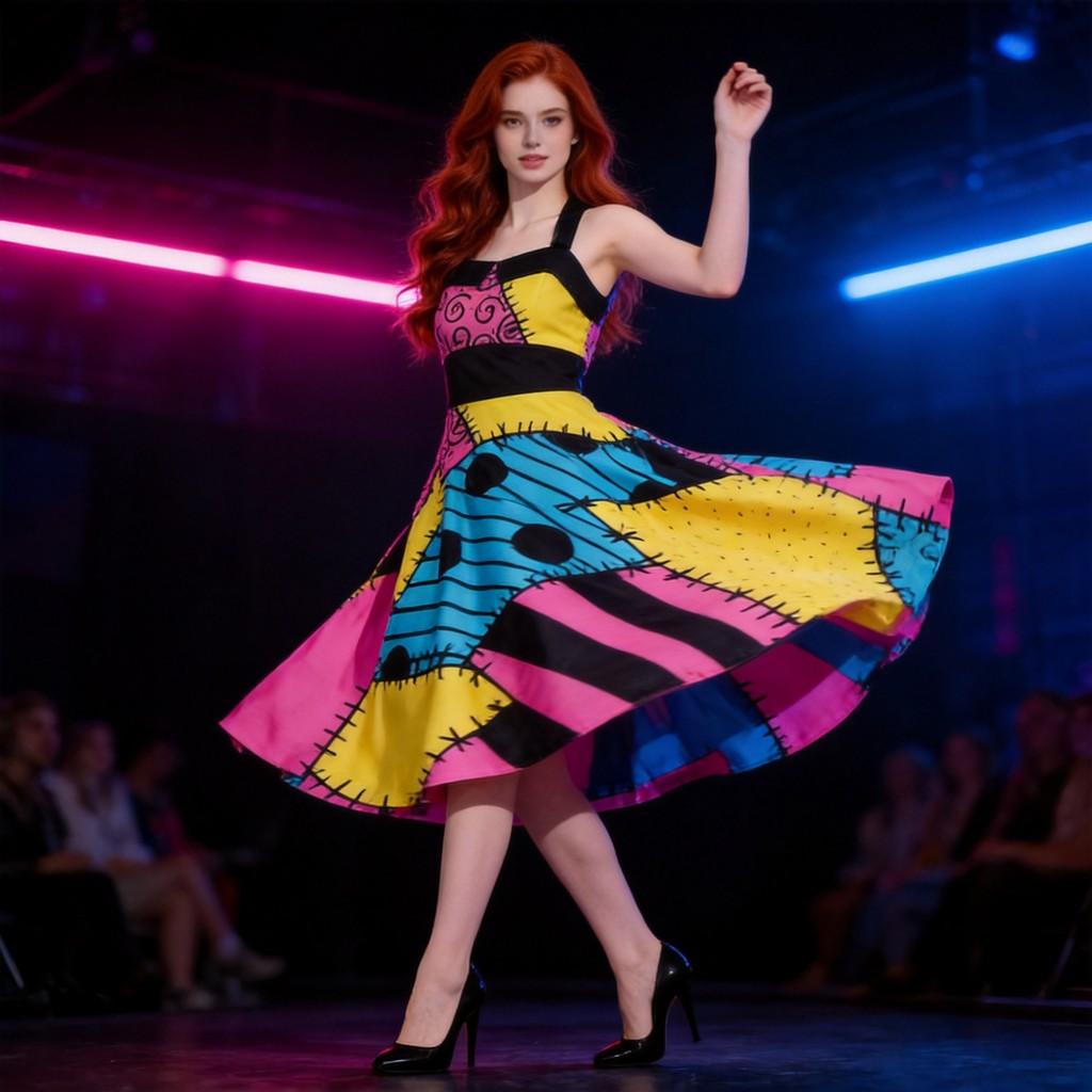 The Nightmare Before Christmas Sally Cosplay Dress For Christmas Party Halloween Stage Performance With Digital Print For Adults