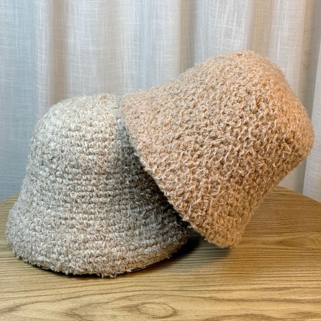 Fashionable Mixed Color Knitted Fisherman Hat for Women Trendy and Versatile Face Covering Small Basin Hat Warm Bucket Hat