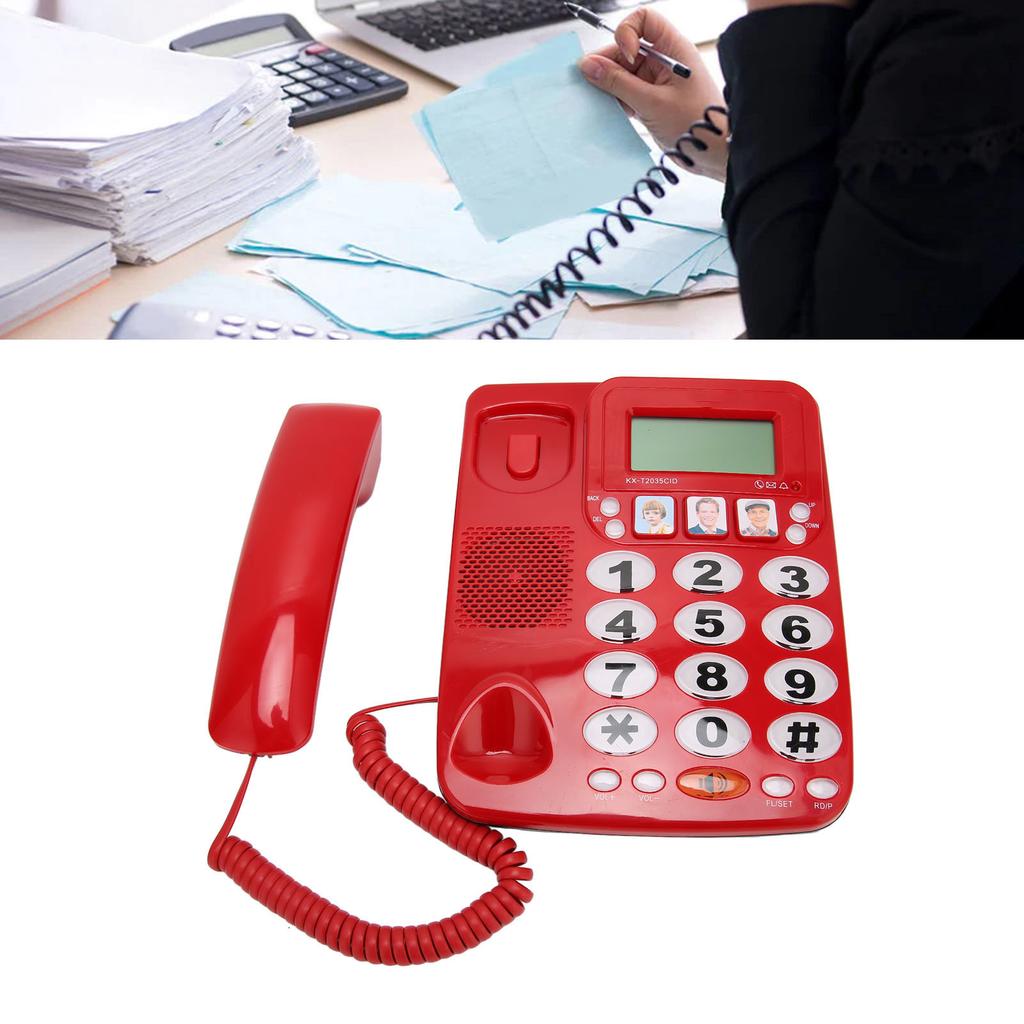 Corded Phone Dual Port Clr Sound Last Number Function Volume Desktop Landline Phone
