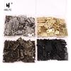50pcs/box Hinges + 200 Screws Iron Golden/Antique Bronze 4 Holes Durable Furniture Hardware 17.5x15mm Mini Rounded Hinge Decor