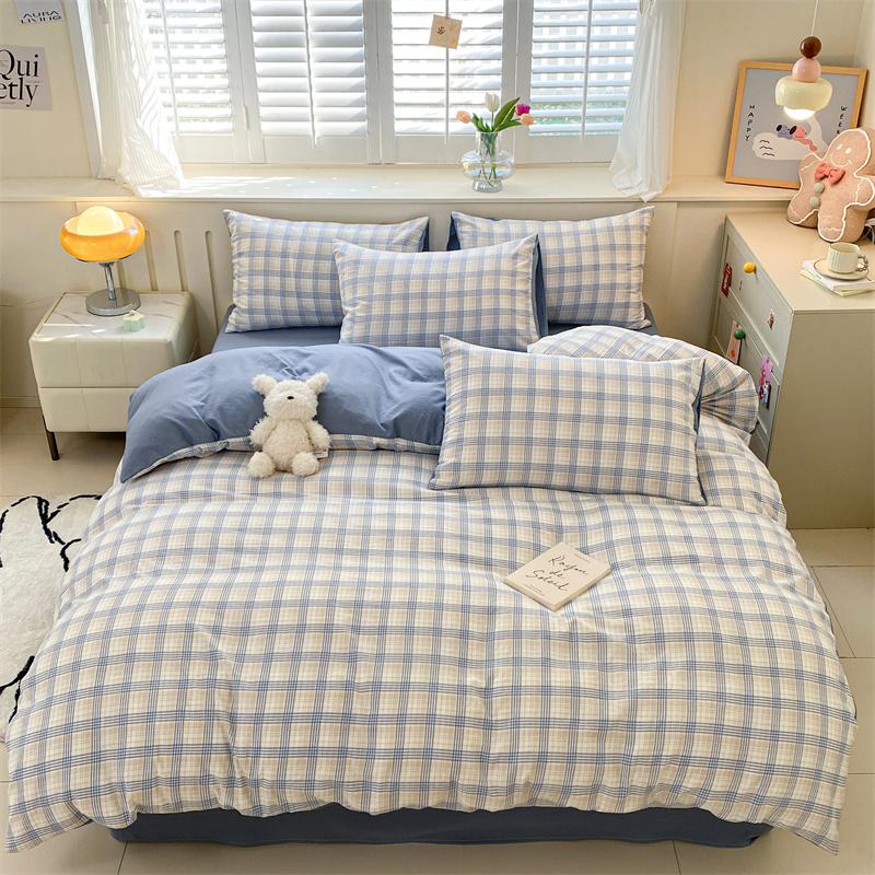 Modern Minimalist Plaid Duvet Cover 220x240 Soft Breathable All Season Queen Comforter Cover Single Piece Striped Quilt Covers