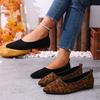 European and American Shallow Mouth Square Head Flat Sole Single Shoes Women's Foreign Trade Work Shoes Retro Leopard Print Suede Large Size