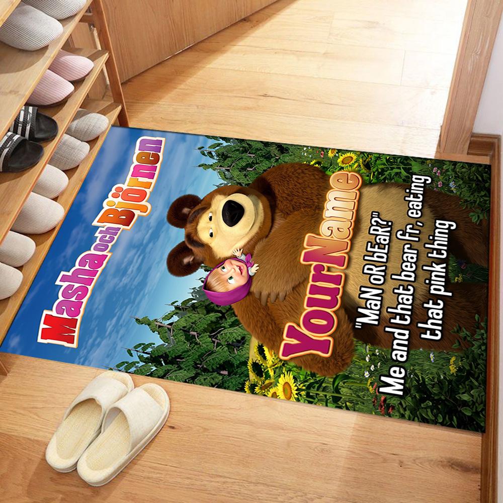 Masha Bear Customize Text Area Rug Suitable for Entryway Living Rooms Outdoor Hallway Antislip Carpet Office home decor Spiritual Gift