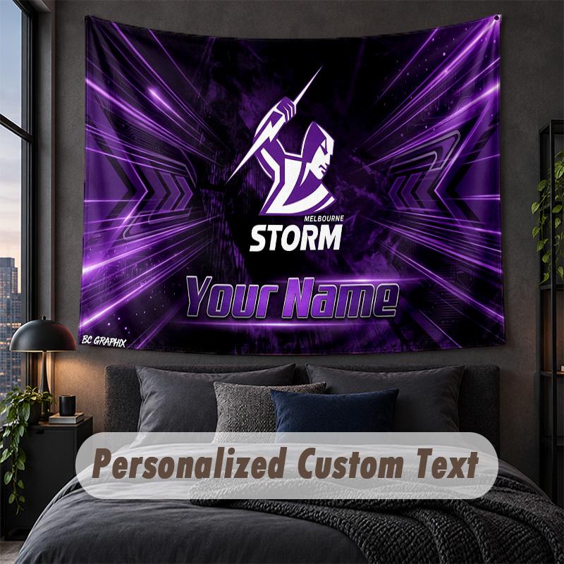 Custom Name Text Tapestry,Melbourne Storm Decorative Wall Hanging, Background Tapestry For Home Bedroom