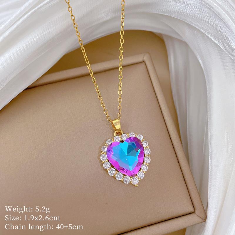 Multi-Element Style Copper Micro-Inlaid Necklace Combination Female Real Gold Electroplated Exquisite Collarbone Chain