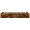 Bed Frame with Drawers Smoked Oak Finish 120 X 190 Cm Engineered Wood