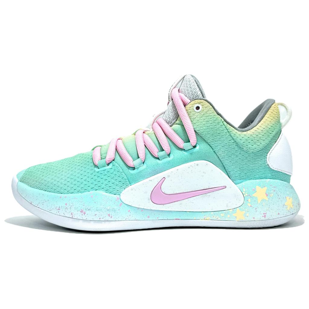 Nike Hyperdunk X Mesh Cushioning Slip Resistant Abrasion Resistant Low Top Basketball Shoes Men's Cyan Pink AR0465-100(Team479-)