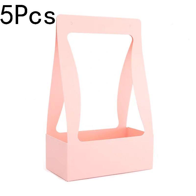 5Pcs Holiday Gift Elegant Design Double Sided Convenient Kraft Paper Portable Wrapping Box Water Proof Flower Basket