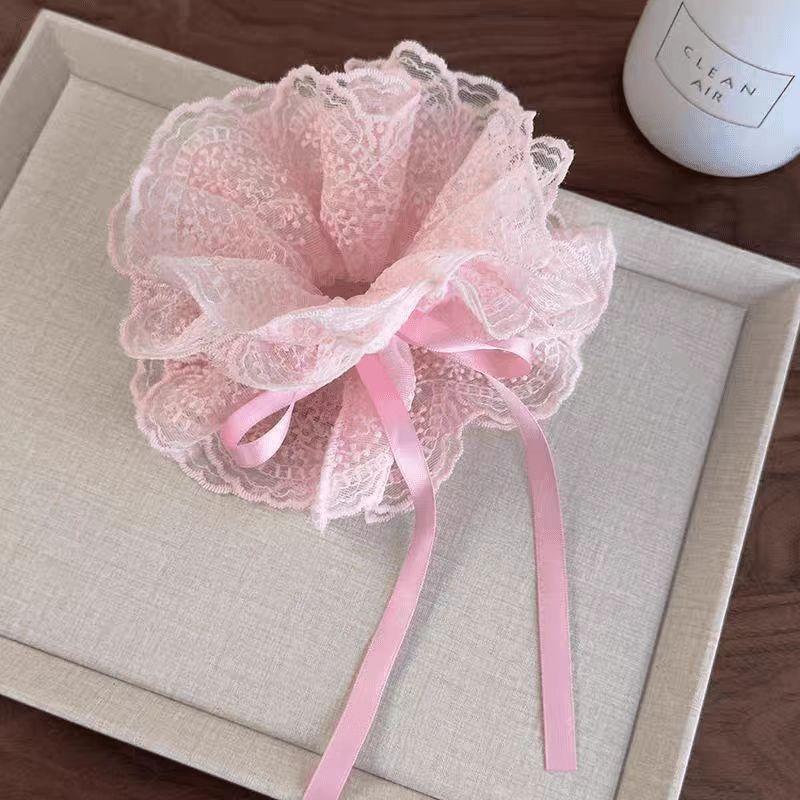 

Lace Drawstring Hair Ring Women Big Size High-end Feel Versatile Sweet Hair Accessories