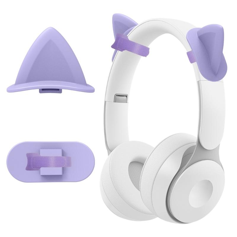 1pair Silicone Cats Ear Headphone Covers Compatible for Most Over Ear Headsets Lightweight Decors Universal Fit