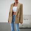 Women's Autumn Winter Solid Color Long Sleeve Casual Button Temperament Commuter Blazer Suit