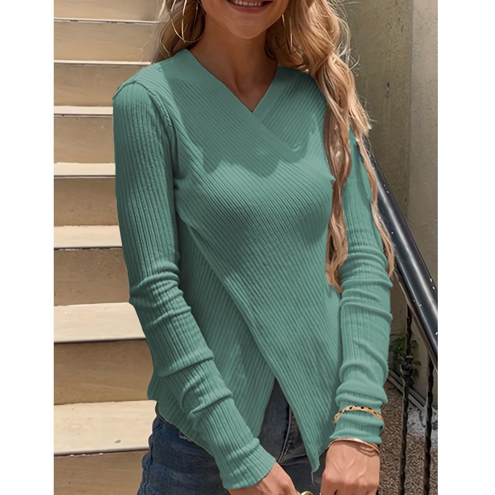 

Женский свободный повседневный свитер нерегулярной крестообразной вязки Базовый свитер Топ Базовый свитер Топ L