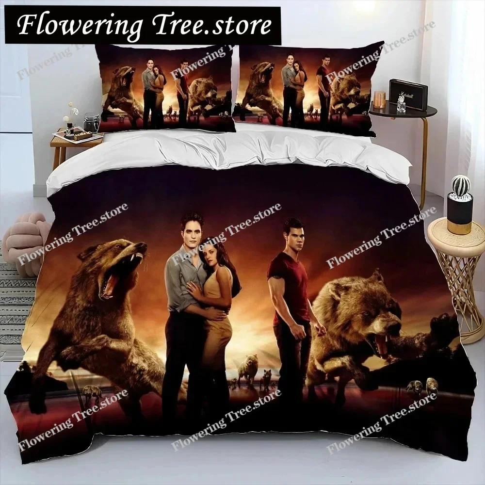 3D Biss zum Morgengrauen HD Bedruckte Decke Bettwäsche-Set, Bettbezug Bett-Set Steppdeckenbezug Kissenbezug, King Queen Größe Bettwäsche-Set Junge