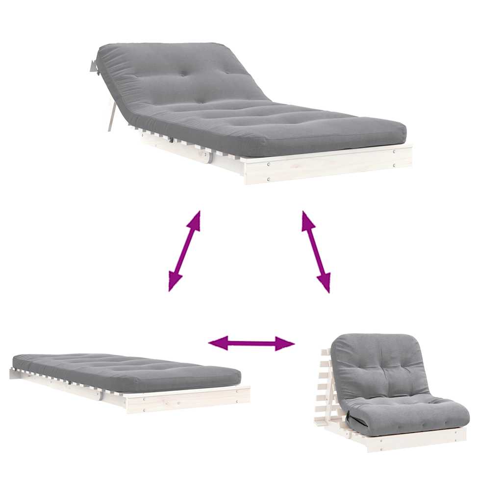 Vidaxl Sofa Rozkładana Typu Futon, Z Materacem, Biała, 90X206X11 Cm