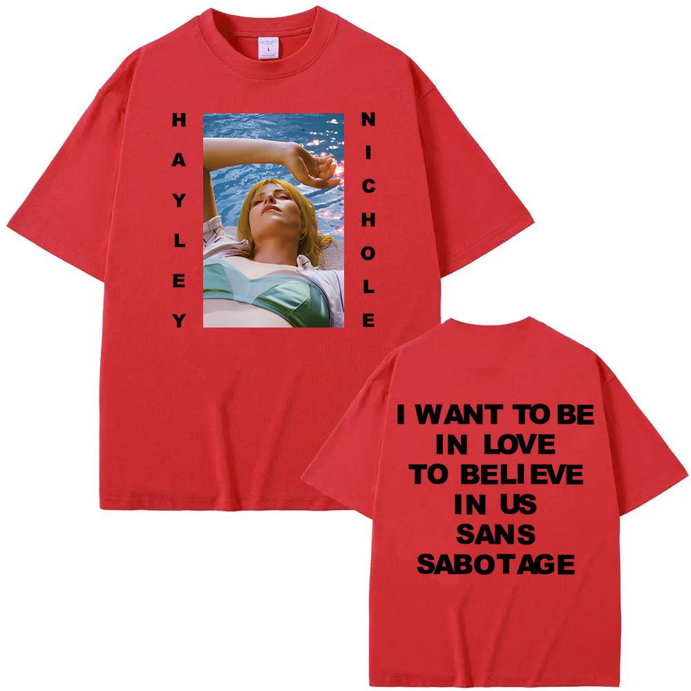 Hayley Williams T-shirts 2025 Summer Rock Sleeve Oversized 100%Cotton Clothes Round Neck High Quality Singer's same style tops