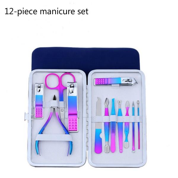 15-teiliges buntes Olecranon-Edelstahl-Maniküre-Set, Beauty-Nagel-Pediküre-Messer, Nagelknipser-Set, Nagelpflege-Set